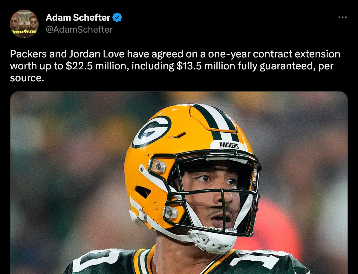 jordan love gets contract extension from Packers
